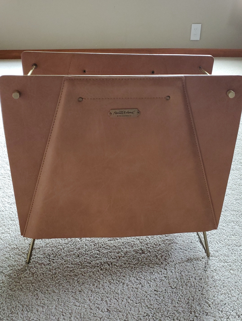 Magnolia Hearth and Hand Faux Leather and Gold Hanging File Folder Holder
